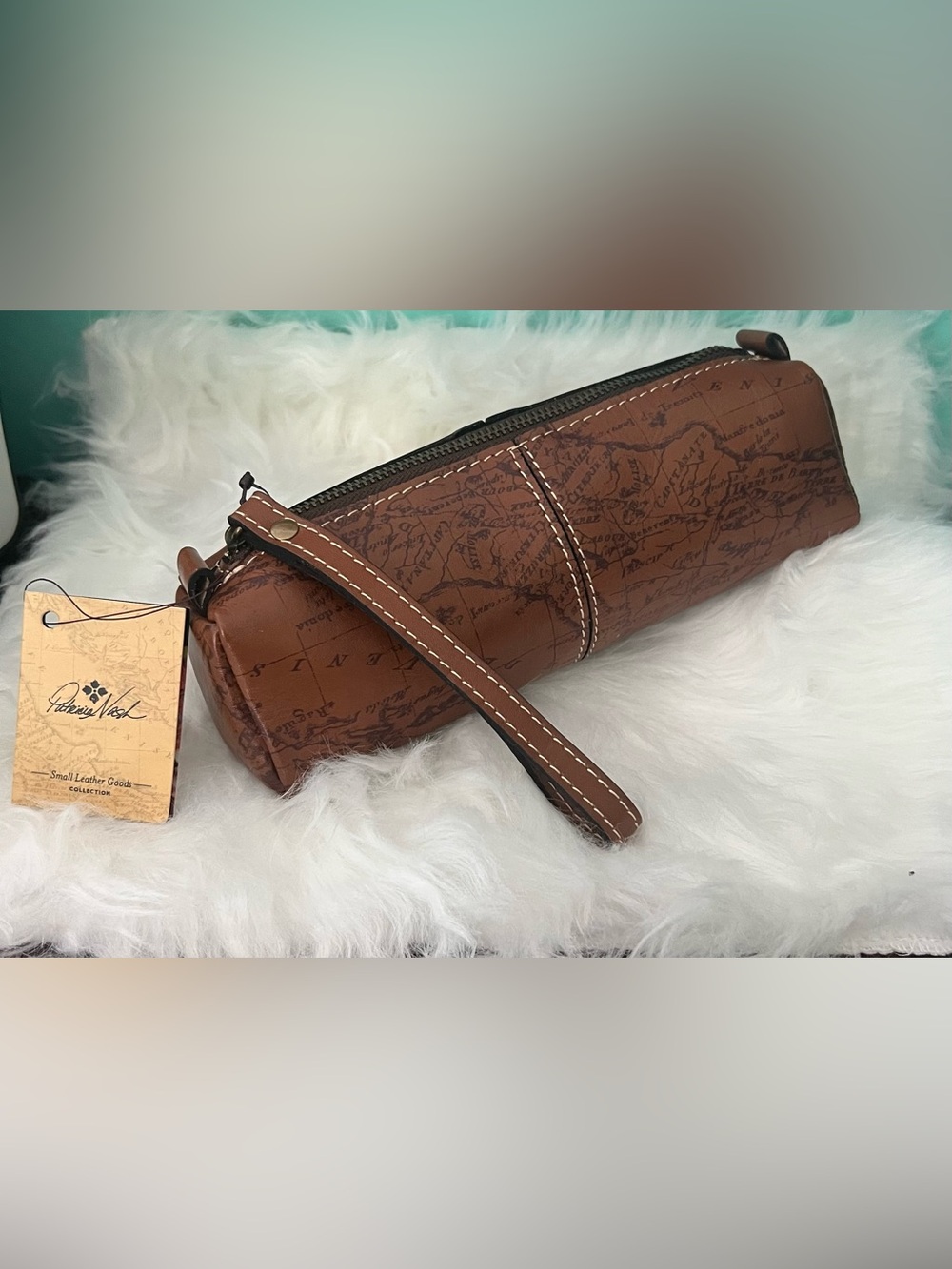 Patricia Nash Signature Map Print Leather Pencil/Make up case.